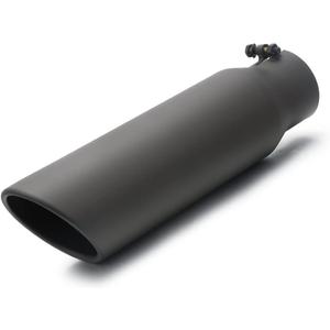 LCGP 3" Inlet Black Exhaust Tip, 3" x 4" x 15" Universal Bolt On Stainless Steel Diesel Exhaust Tailpipe Tip