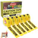 XFasten Yellow Caution Tape Roll Bulk, 3 in x 1000 ft (6-Pack), Thick and Durable Yellow Safety Tape for Barricades, Construction, Warning, and Hazard Areas  Easy to Loop, Weatherproof, Non-Fading