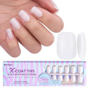 BTArtboxnails XS Short Square Gel Nail Tips - Pre Colored Milky White Soft Gel Nail Tips, Milky White Press on Nails, Natural XCOATTIPS