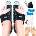 11pcs Bunion Corrector for Women & Men - Bunion Relief Kit with Toe Separators and Bunion Splints Hammer and Big Toe Separator, Spacers and Straighteners, Exercise Strap for Hallux Valgus Correction (Black)