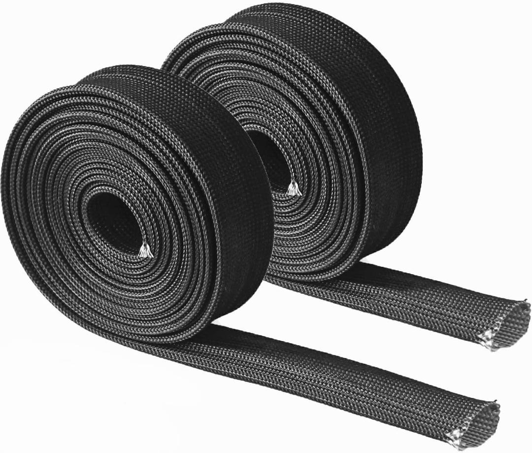 Heat Hose Fiberglass Wrap Shield Sleeve 2 Pcs 10FT-13MM(1/2") Wire Fuel Line High Temp Black Colour Adjustable for Car Wire Loom cable Heat Shield Brake Line Cable