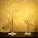 Set of 2 Warm White Birch Tree Light with Battery or USB Powered 24 LED Fairy Light Spirit Tree Tabletop Twinkling Tree Light Decor for Home Party Bedroom Wedding Thanksgiving Christmas Decoration