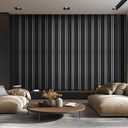 WADILE PVC Wood Grain Wall Panels, Soundproof Wall Covering, Peel and Stick 3D Panels for Interior Decoration, Black with Silver