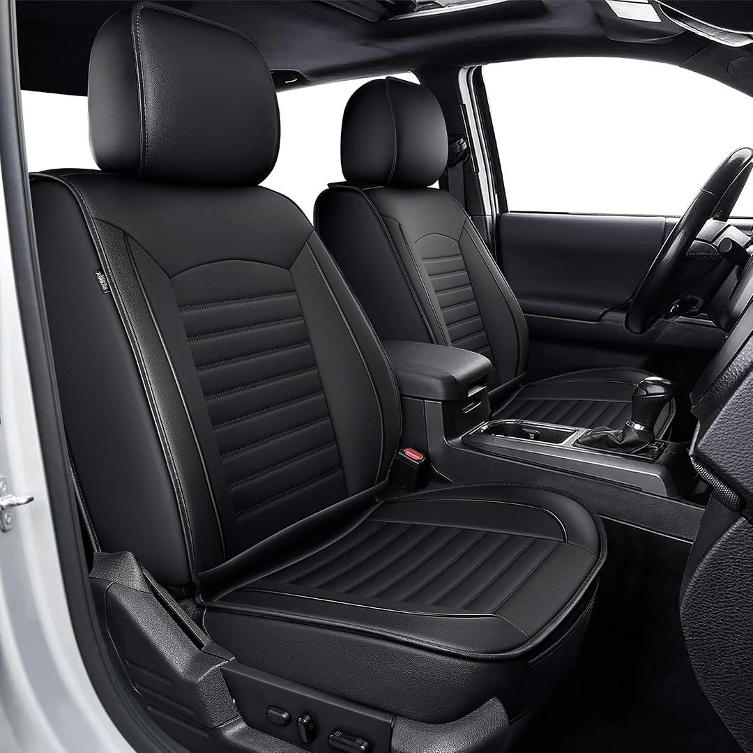 TTX LIGHTING Seat Covers Fit for Toyota Tacoma: 2024 2025 2026 Full Set Truck Double Crew Cab Car Seat Covers Faux Leather Automotive Seat Cushion Protectors(5 Seats, Black Line)