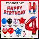 Cartoon Hero 40 Inch Red and Blue Spider Theme Number Foil Birthday Decoration Balloon, Spider Theme Happy Birthday Banner Party Decoration Balloon, Letter Logo Superhero Party Supplies (4)