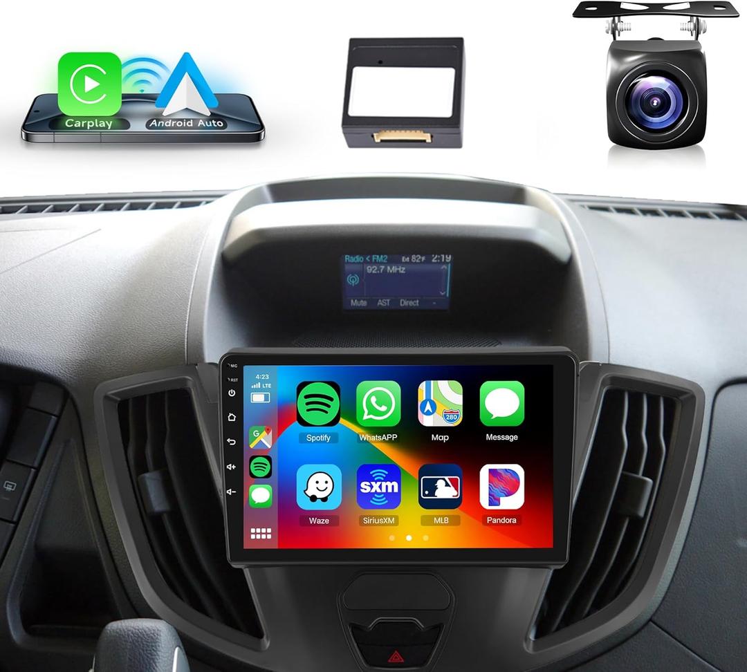2+64G Android Car Radio Stereo for Ford Transit 2013-2019 with Wireless Carplay Android Auto, 9 Touch Screen Head Unit with Bluetooth GPS Navigation Mirror Link WiFi FM/RDS EQ Backup Camera SWC