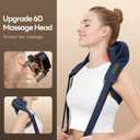 Neck Massager with Heat for Pain Relief Deep Tissue,6D Shiatsu Kneading Massage,Cordless Rechargeable for Neck,Shoulder Gifts for Women/Men/Mom/Dad(PU-Dark Blue)