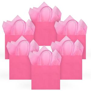 DjinnGlory 24 Pack Mini Tiny Blue Paper Gift Bags with Handles 6x5x2.5 Inch, Small Bags with Blue Tissue Paper for Baby Shower Party Favors, Treats, Goodies, Small Merchandises