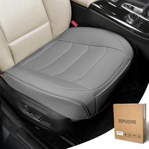 BOPUOVRE Car Seat Cover for Luxury & Comfort - PU Leather, Anti-Slip, Full Wrap Protection with Storage Pocket for Bottom Cushion - Universal Fit for 95% of Vehicles (Gray,1 Piece)