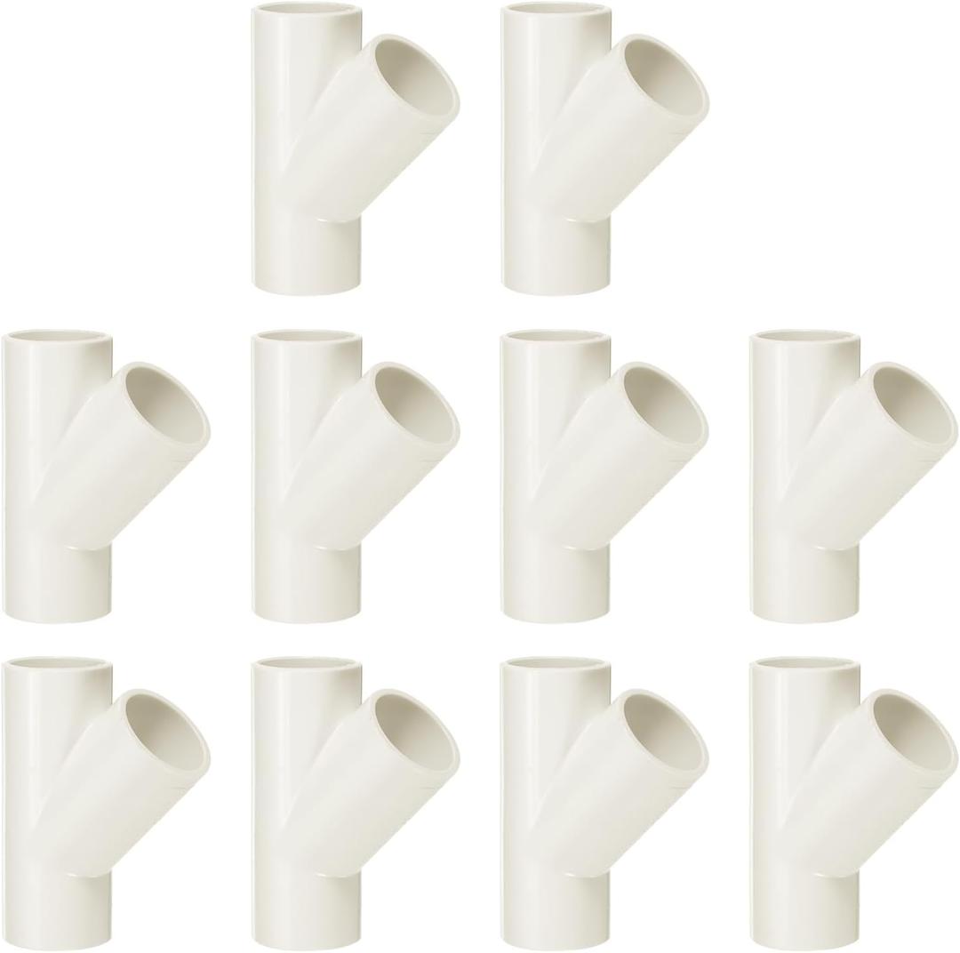 MECCANIXITY 10 Pcs PVC Fitting, 3 Way 45 Degree 25mm Inner DIA PVC Connectors PVC Elbow PVC Pipe Fittings PVC Coupling PVC Furniture Corner Connector for DIY Garden Support Structure, White