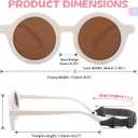 Polarized Baby Sunglasses with Strap - Unbreakable Infant Sunglasses for Newborn Toddler Boys Girls Age 0-12 Months (A1 White / Brown + Green / Brown + Pink / Brown)