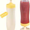 Inverted Condiment Squeeze Bottles, 13.5 oz Empty Sauce Containers, Leak-Proof Reusable Squirt Bottle with Scale for Mustard for Ketchup Mustard Syrup Sauces Dressing Oil, BPA FREE Plastic - 2 PACK