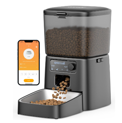 oneisall Automatic Cat Feeder, WiFi Cat Food Dispenser with App Control, Auto Cats Feeder Automatic for Dry Food, Smart Pet Food Dispenser with Portion Control for Small Pets Indoor