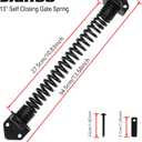 13" Gate Spring Self Closing Door Spring Heavy Duty Hardware for Wooden and Vinyl Fence - Adjustable Tension, in Black