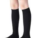 Marchare Girls Knee High Socks Kids Boys School Uniform Seamless Cable Knit Cotton Socks Stockings White Black Navy 3/6 Pack (Black)