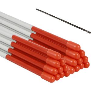 Sunnyglade Driveway Markers 20PCS 49inch Orange Fiberglass Snow Stakes with White Reflective Tape Snow Pole Included a 12inch Install Drill Bit, Easy Visibility at Night for Parking Lots Walkways