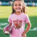 Toddler Football Shirt Boys Girls Game Day T-Shirt Kids Baseball Tee Cute Cotton Clothes Short Sleeve Tops 2T-8 Years (Pink)