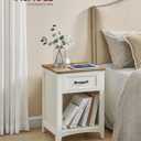 VASAGLE LIRY Collection - Farmhouse Nightstands with Charging Station, Set of 2 Bedside Tables, Side Tables with Drawer, Open Compartment, for Bedroom, Rustic White and Honey Brown ULET859K41
