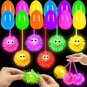 24 Pack LED Puffer Balls, Light Up Stress Relief Toys for Kids Boys Girls Teens Brithday Hunt Filling Treats Basket Stuffers Brithday Party Favors
