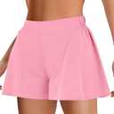 MIHOLL Workout Shorts for Women Athletic Flowy Trendy Summer Casual 2 in 1 Elastic Shorts with Pocket,M