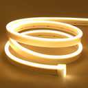 Lamomo LED Neon Rope Lights, 16.4ft/5m Warm White Light Strip 0.39in/Cut, 12V Flexible Waterproof Silicone Neon Sign for Kitchen Bedroom Indoor Outdoor DecorationPower Adapter not Included