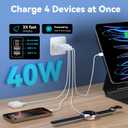 USB C Charger Block, 3Pack 40W 4 Ports Type C Fast Phone Charging Cubes PD 3.0 Wall Plug+ QC 3.0 USB A Charger Power Brick Box for iPhone 16/15/14/13/12/11 Pro Max, iPad, Galaxy, Pixel,White