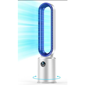 Bladeless Tower Fan, 38" Quiet Tower Fan, 24 Speeds, 12H Timer, 60° Swing, LED Display with Auto Off, Easy to Clean, Portable Low Noise Standing Fan Powerful Floor Fan for Home, Office