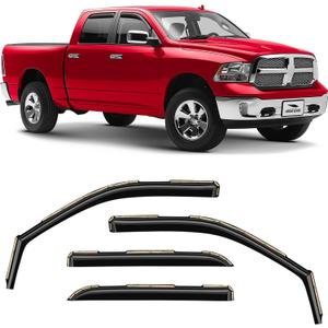 Voron Glass in-Channel Extra Durable Rain Guards for Trucks Dodge RAM 2009-2018 Crew Cab/Dodge Ram 1500 Classic 2019-2024 Crew Cab, Window Deflectors, Vent Window Visors, 4 Pieces - 220010