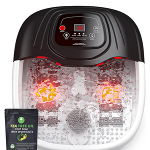 Foot Spa Bath Massager with Heat, Epsom Salt, Bubbles, Vibration and Red Light, Tub for Stress Relief, Foot Soaker, Christmas Gifts, Birthday Gifts for Mom, Dad Women, Men Her, Him