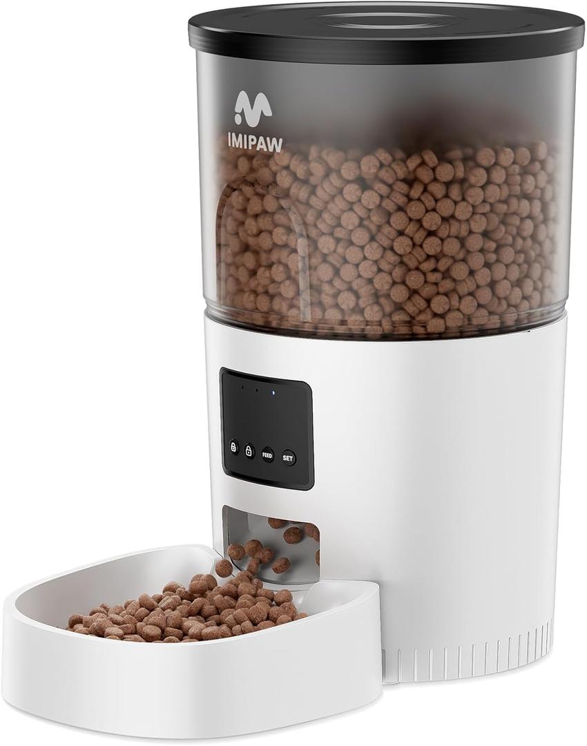 Automatic Cat Feeder - 3L Pet Dry Food Dispenser with Timed Programmable Portion Control, Dual Power Backup, Easy Set Up, 10 Meals Per Day for Cats and PuppiesRemote not Supported (White)