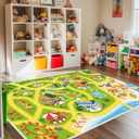 Kids Carpet Car Rug Play Mat for Playroom- 31"x 47" Non Slip Washable Kids Play Rug for Cars- Large Kid Educational Rugs Ideal Gifts for Toddler Classroom Boys Girls Bedroom Decor (3'11" x 2'8", Coastal Cities)