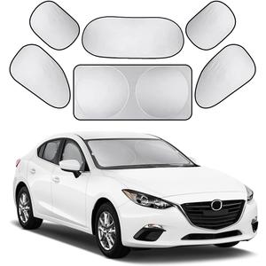 Car Window Shade, 6Pack Set Auto Sun Shades for Side Window Front and Rear Windshield with Storage Pouch for Car, SUV, Van, Truck, Full Sun Protection, Block UV Rays, Keep car Cool (59.5"x27.6"/6PCS)