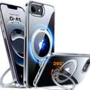 TORRAS 360 Spin for iPhone 17e Case & iPhone 16e Case with Stand, Fit for MagSafe, 4X MilitaryGrade Protective, Stand Phone Case for iPhone 17e Case, Ring Holder Slim Cover, Crystal Clear 6.1''