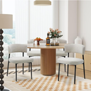 DUMOS Dining Chairs Set of 2, Mid Century Modern Chair Round Upholstered Curved Backrest, Kitchen Vanity Living Room Chairs with Black Metal Legs, Beige