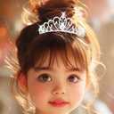 Yean Mini Tiara Comb Silver Tiara Hair Comb Rhinestone Hair Accessories for Girls (Silver)