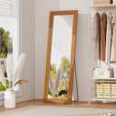 ZHUNFA Full Length Mirror,65x22 Inch Full Length Mirror Wall Mounted,Vertical Hanging,Leaning Standing for Bedroom,Living Room,Rectangular Wooden Frame,Walnut Color.