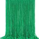 4E's Novelty 72 Pack St Patricks Day Beads Necklace Bulk Green Beads - Saint Pattys Gifts, 33 Inch 7mm Party Favor Supply, St Patricks Day Outfit Costume Dress UP Accessories Bulk Parade Throws