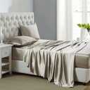 Lanest Housing Silk Satin Sheets, Queen Size Satin Bed Sheet Set with Deep Pockets, Cooling Soft and Hypoallergenic Satin Sheets Queen - Taupe