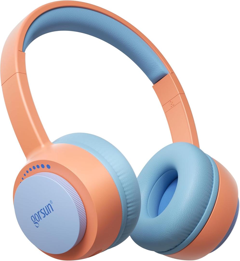 gorsun Kids Bluetooth Headphones, Toddler Headphones 85 dBA Safe Volume, 45 Hours Playtime, with Mic, Bluetooth 5.3, Kids Wireless Headset for iPad/Tablet/Travel/School, ldeal Gift (Orange)