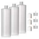 8oz Natural Color HDPE Squeeze Bottles with Disc Cap and Squirt Cap (3 Pack) (8oz)