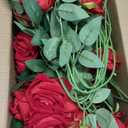 50 PCS Fake Red Roses, Artificial Red Flowers Bulk Realistic Silk Faux Rose with Stems for Wedding Decoration Anniversary Bridal Bouquet DIY Floral Arrangement Romantic Home Decor Gifts