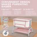 BabyBond Baby Bassinet, 3 in 1 Bassinet Bedside Sleeper with Washable Soft Mattress and Sheet, 6 Height Adjustable Bedside Crib, 4-Sided Mesh Bedside Bassinet for Baby