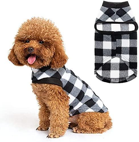 EXPAWLORER Plaid Cat Sweater - Pet Clothes Cat Puppy Vest Warm Fleece Hoodie for Cats, Fall and Cold Winter Coat Pullover Design, Buffalo Checked Sweatshirt Clothing Also for Small Dogs (Large, Black)
