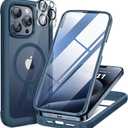 Miracase Magnetic for iPhone 15 Pro Max Case 6.7'' [Compatible with Magsafe] Full-Body Drop Proof Bumper Phone Case for iPhone 15 Pro Max with Built-in 9H Tempered Glass Screen Protector, Blue