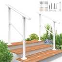 2 Pack 3 Step Hand Rails for Outdoor Steps,Railings for Outdoor Steps,White Outdoor Handrail for Concrete,Brick,Wood, Marble Steps