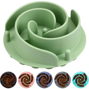 Slow Feeder Dog Bowls Insert, Bestalk Soft Silicone Slow Eating Feeder Insert with Suction Cups for Small, Medium and Large Dogs, Fit into Basic and Elevated Dog Bowls, Green