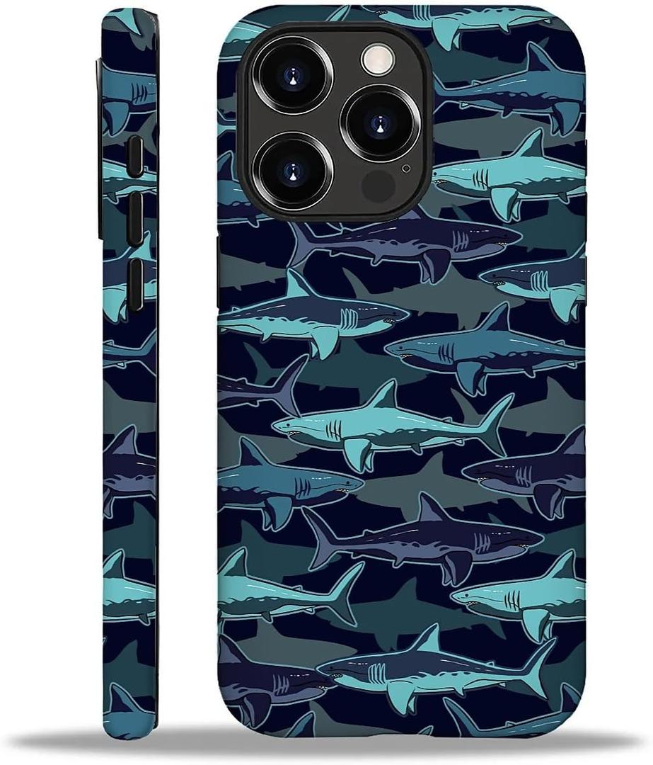 Case for iPhone 16 Pro Max(Compatible with MagSafe),Soft TPU+Hard Acrylic 2-in-1 Matte Phone Cover for Men,Shockproof Anti-Scratch Protective Case for iPhone 16 Pro Max-Shark Group