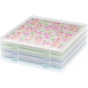 12x12 Paper Storage, 4 Pack Stackable Scrapbook Paper Containers Storage, Art Supply Storage Organizer, U-Shaped Locking Mechanism, Ideal for Office, Home, and School Document Organizer