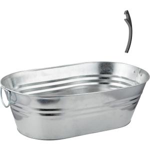 Katai - Galvanized Steel Drinks Bucket - Oval, 5.5 Gallon Rustic Style Drinks Tub, Carry Handles - with Bottle Opener