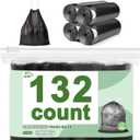 132 Count-Small Trash Bags, 4 Gallon Trash Bag Drawstring,Bathroom Garbage BagsTear-Free Garbage Bags Plastic Wastebasket Liners for Toilet Home Office and Bedroom(Black)